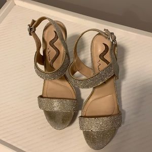 silver/ champagne platform heels